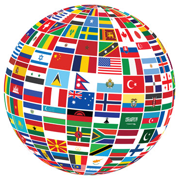 Flags from around the globe in the shape of globe