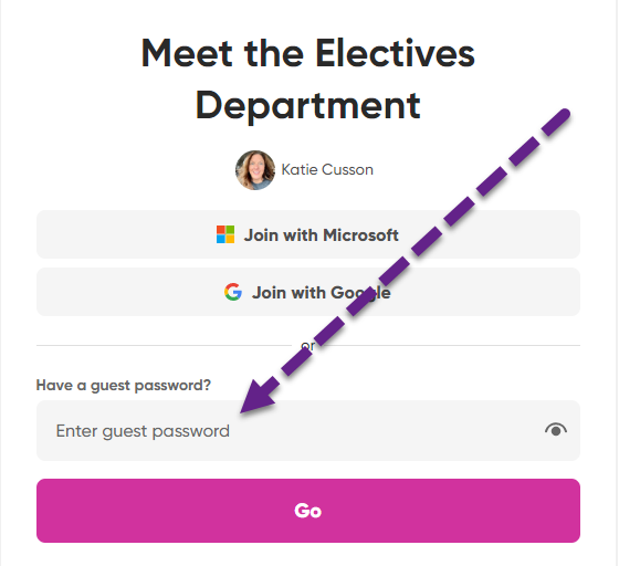 arrow pointing to guest password