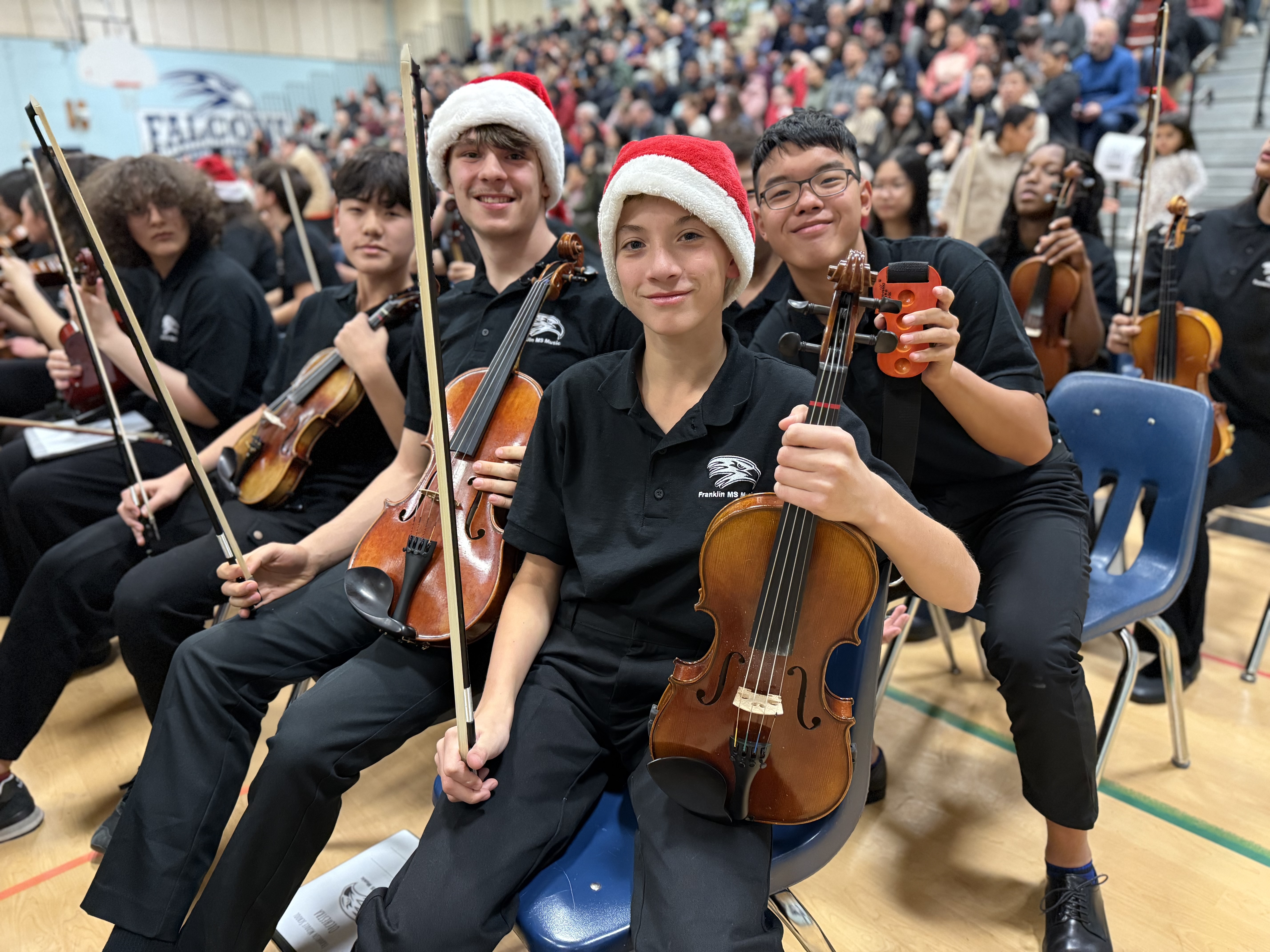 Orchestra students performing