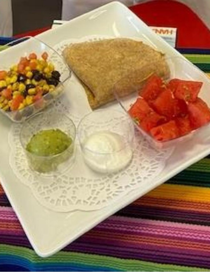 The "Vegejita Wrapadilla," a quesadilla stuffed with green and red bell peppers, onions and tomatoes, will be served in FCPS cafeterias during the 2022-2023 school year.